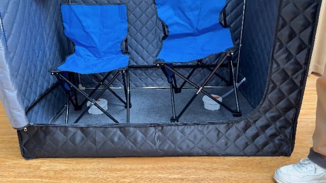 2 Person Portable Steam Sauna for Home, Extra Large Sauna Box, Upgraded 2 Steamer, 2 Foldable Chair & Remote Control