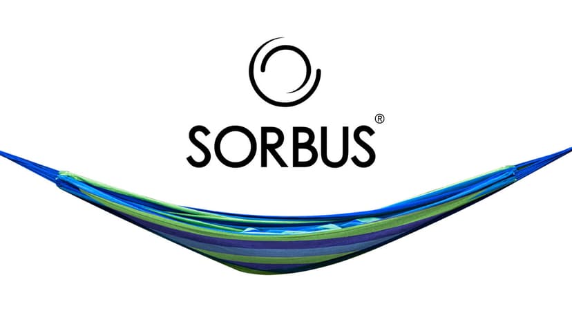 Sorbus® Brazilian Double Hammock - Extra-Long Two Person Portable Hammock Bed for Indoor or Outdoor Spaces - Hanging Rope, Carrying Pouch Included (Blue/Sand/Purple/Red Stripes)