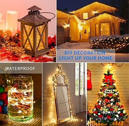 Decute 164FT 500LED Christmas Fairy String Lights Dimmable with Remote Control Copper Wire Starry Lights with UL Cerficated Decorative for Party Wedding Bedroom Christmas Tree Warm White