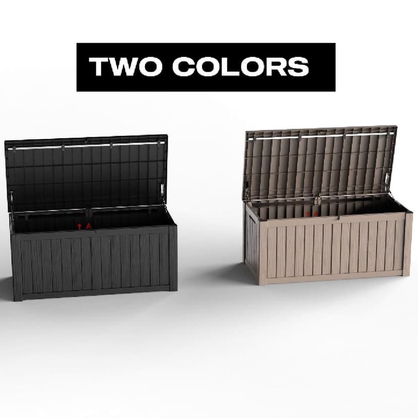 120 Gallon Waterproof Outdoor Storage Box,Resin Deck Box,Lockable Outside Storage Box Container for Patio Furniure,Garden,Tools (120 Gallon,Black)