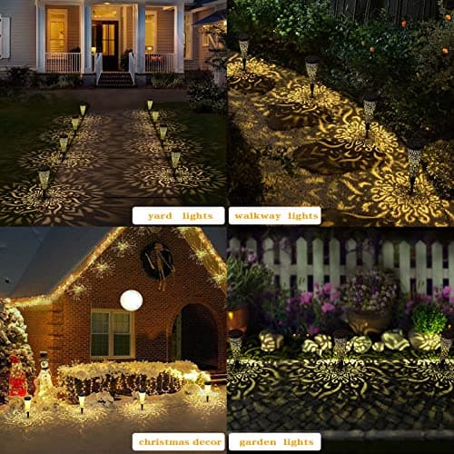 6 Pack Solar Lights Outdoor Garden Decorative with Warm Light Waterproof Pathway Landscape Lights for Path Patio Backyard Walkway Yard Garden Decor (Black, 6Pcs)
