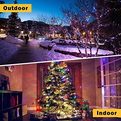 Techip 108FT 300LED Christmas String Lights Outdoor Indoor Extendable Green Wire Memory Function 8 Modes Waterproof Fairy String Lights for Xmas Tree Holiday Party Garden