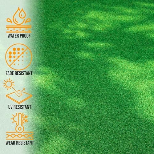 Ottomanson Artificial Grass Turf 6'6" x 9'2" Indoor Outdoor Faux Grass Rug with Drainage Holes, Customizable with Extra Long Size Options, Perfect for Patio Lawn Balcony Weddings Photoshoot Backdrop