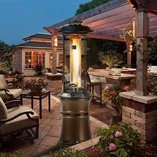 BALI OUTDOORS Gas Patio Heater - Floor-Standing Outdoor Commercial Heater, Round Dancing Flame, Wheels, Glass Tube, Suitable For Balcony, Veranda, BBQ Party