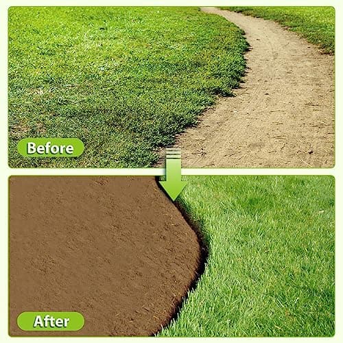 Edger Lawn Tool, Manual Half Moon Edger with Sharp Round Saw Tooth Blade and Step, Stand Up Gardening Tools for Landscaping, Borders, Sidewalk, Turf, Metal Garden Grass Edging Tool with Foam T Grip