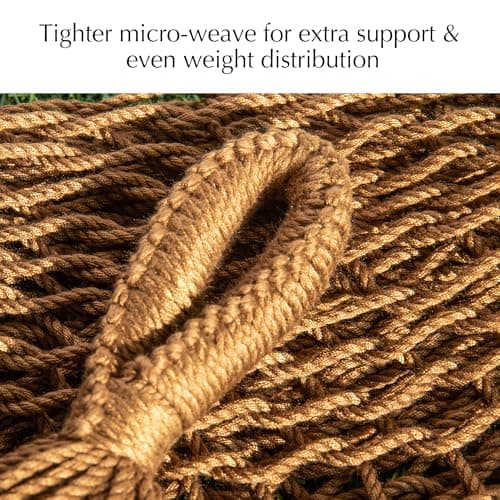 PNAEUT Mayan Hammock, Handwoven XL Thick Soft Rope Hammocks for Outdoor Indoor, Max 600 lbs Capacity, Tree Straps & Carabiners Included (Desert)