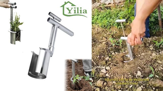Bulb Planter Tool, 2025 Upgrade Gardening Bulb Transplanter, Plant and Fruit Tree Seedling Transplanter, Heavy Duty Stainless Steel Seed Planting Tools for Digging Holes Sowing Plant Bulb (1PC)