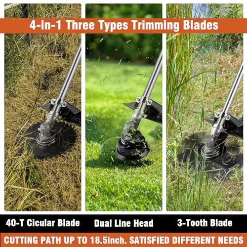 58CC Weed Wacker Gas Powered, 2-Cycle 4 in 1 Gas Weed Eater Brush Cutter with 4 Detachable Heads 18.5" Cutting Path Cordless String Trimmer Grass Cutter Machine for Lawn, Garden Care, Orange
