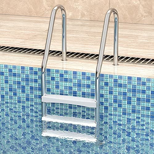 Goovilla Pool Ladder Steps Replacement, (3-Pack) 18" Universal Heavy-Duty Molded Plastic Swimming Pool Ladder Rung Step with 6 PCS Stainless Steel Bolts for Inground and Above Ground Pools, White