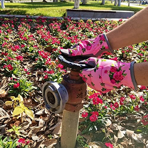 Leather Gardening Gloves for Women, Flexible Breathable Garden Gloves,Thorn Proof Working Gloves for Weeding, Digging and Pruning, Medium, Pink