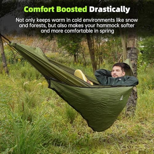 Hammock Underquilt for Camping Hammock, Full Length Camping Quilt for Lightweight Soft Warm 3-4 Seasons 41-68°F, Great for Hiking Backpacking Traveling Beach (Hold Up to 500lbs)