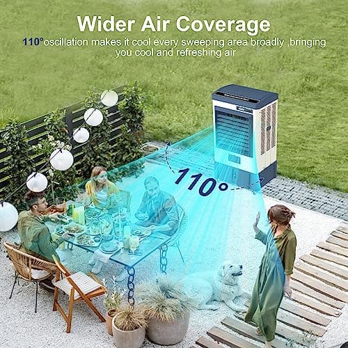 41" Swamp Cooler, 4800 CFM Evaporative Air Cooler with 10.6 Gallon Water Tank, Portable Outdoor Air Conditioner with 3 Ice Pack, 110° Oscillation, 3 Speed for Garage, Yard, Commercial Use