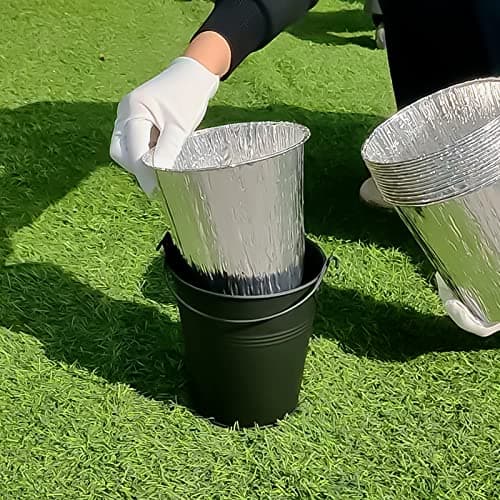 Drip Bucket and 15-Pack Disposable Foil Liners for Oklahoma Joe's, Traeger, Pit-Boss, Z Grill, Camp Chef, Grill Grease Liner Fits Most Offset Smoker, Rec Tec Pellet Grill Bucket, Black