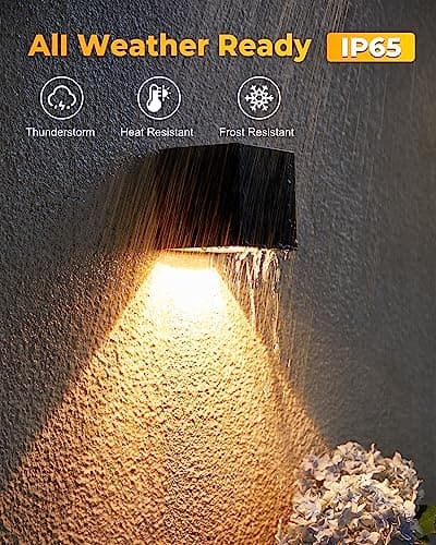 LUHLEE Solar Wall Lights - Modern Outdoor Square Solar Sconce Lights, IP65 Waterproof, Perfect for House Wall, Porch, Garden, Yard, Patio, Fence Decor