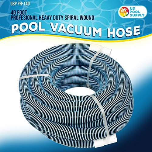 U.S. Pool Supply Pool Vacuum Hose - 1-1/2" x 40' Professional Heavy Duty Pool Hose for Inground, Spiral Wound with Kink-Free Swivel Cuff - Connect to Vacuum Heads, Skimmer, Cleaner, Filter Pump Inlet