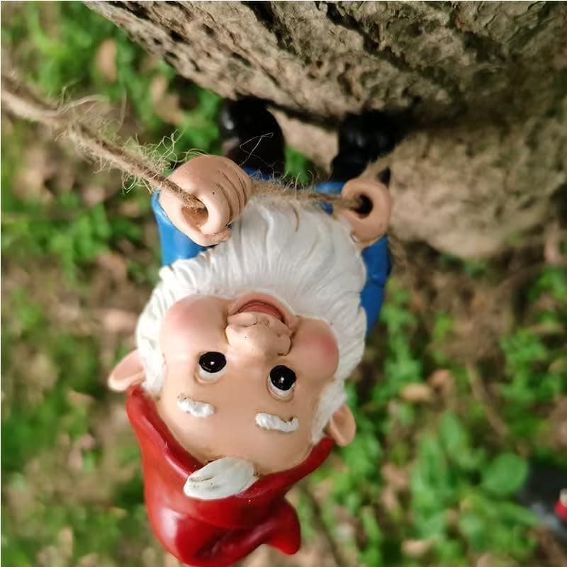 Climbing Gnomes Tree Faces Decor Outdoor for Yard - Cute Gnome Garden Statue Art Resin Dwarf Sculpture for Yard Outdoor Decoration Ornaments