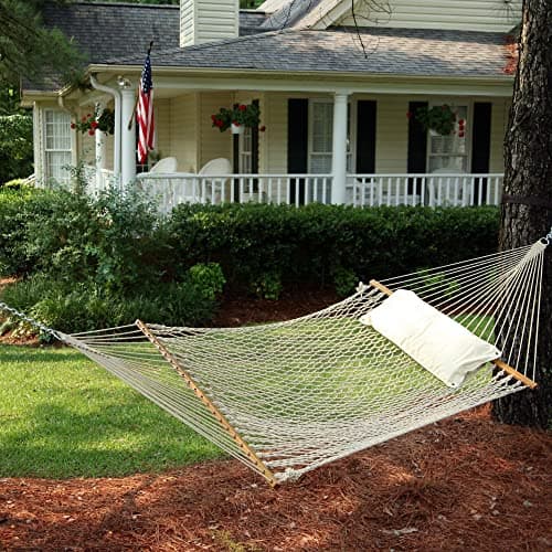Original Pawleys Island 14OC Original Deluxe Cotton Rope Hammock with Free Extension Chains & Tree Hooks, Handcrafted in The USA, Accommodates 2 People, 450 LB Weight Capacity, 13 ft. x 60 in.
