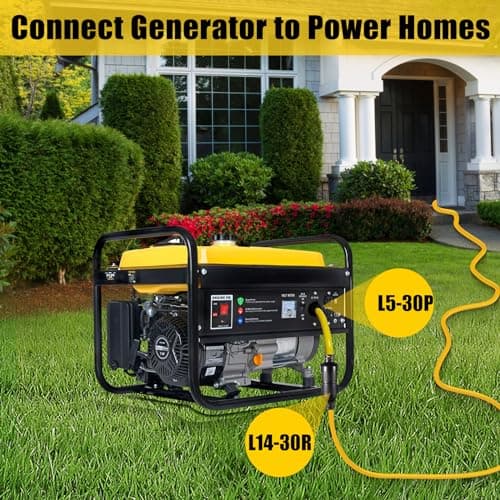 30 AMP Generator Transfer Switch Adapter Cord, Heavy Duty STW 10 Gauge NEMA L5-30P Male to L14-30R Female, 3 Prong to 4 Prong Generator Adapter Plug Twist Lock to House Inlet Box,1.5FT