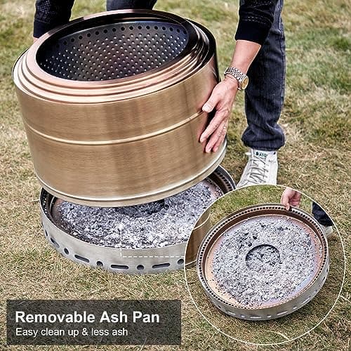 Smokeless Fire Pit Outdoor Wood Burning Portable Firepit Stainless Steel for Backyard Patio Garden Picnic Camping Bonfire(19 Inch)