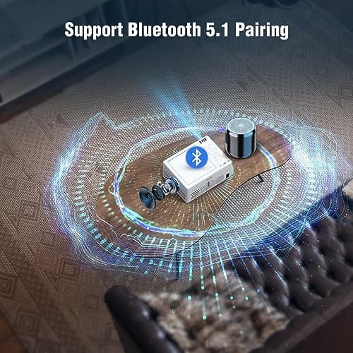 TMY Bluetooth Projector with DVD Player Built in, 1080P Mini Projector, Portable DVD Projector for Outdoor Movies, Compatible with Smartphone/PC/TV Stick/HDMI/USB/TF