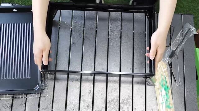 Portable Charcoal Grill for Camping Small Tabletop BBQ Grill for Picnic Trip Foldable Lightweight Barbeque Grill Set Including Tongs Skewers Basting Brush