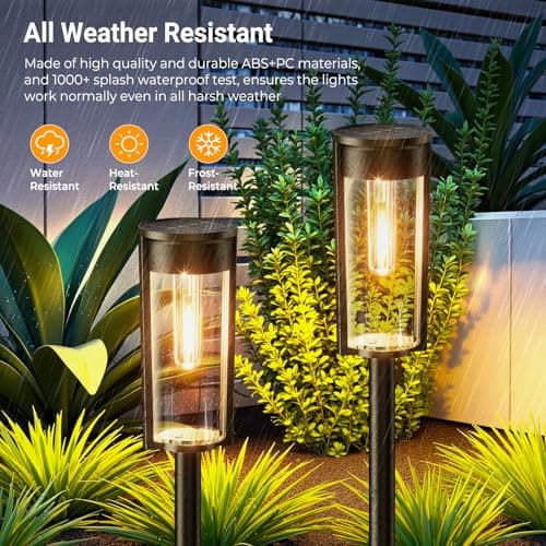 LETMY Solar Pathway Lights Outdoor, Upgraded 8 Pack Solar Lights Outdoor, IP65 Waterproof Auto On/Off Solar Landscape Path Lights Outdoor Solar Lights for Yard Outside Garden Lawn Walkway Driveway
