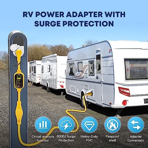 Kohree 30 Amp to 50 Amp RV Adapter with Surge Protection, 8000 Joules RV Surge Protector 30/50 Amp, Circuit Analyzer Surge Protector for Camper Trailer, RV Adapter Plug NEMA TT-30P to NEMA 14-50R