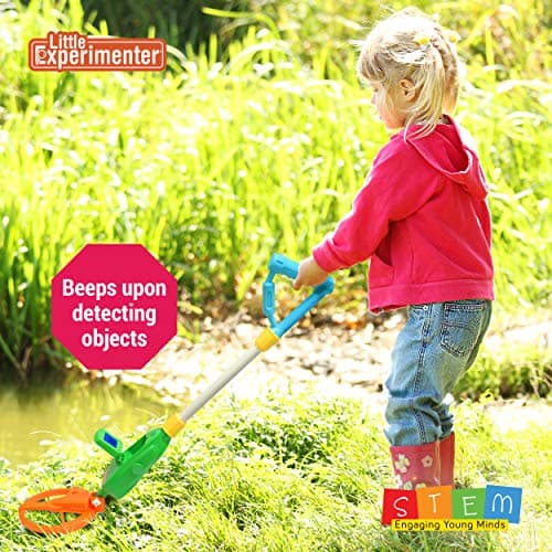 Metal Detector for Kids, Adjustable Beach Metal Detectors with LCD Screen, Detects 6" Underground, STEM Outdoor Activity Kit for Boy, Educational Gifts for Boys & Girls Ages 4-8 9 10-12 Years Old