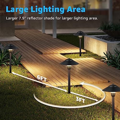 SUNVIE LED Landscape Lights 12V Aluminum Low Voltage Pathway Lights with Stake, Waterproof for Walkway Yard Garden, 12 Pack with Connectors