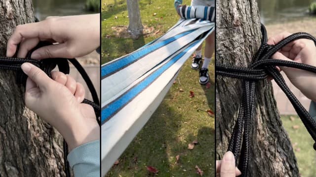 JoyView Brazilian Double Hammock with Hanging Ropes Extra Large 86.6x59” Portable Cotton Hammock for Patio Backyard Porch 450LBS Weight Capacity Perfect for Outdoor/Indoor - Color Stripes