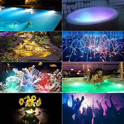 Submersible Pool LED Light, Underwater Light, 16 RGB Color Changing, RF Remote,Magnetic/Suction Cup/Battery, IP68 Waterproof Pool Lights for Pond/Bathtub/Shower/Hot Tub/Spa