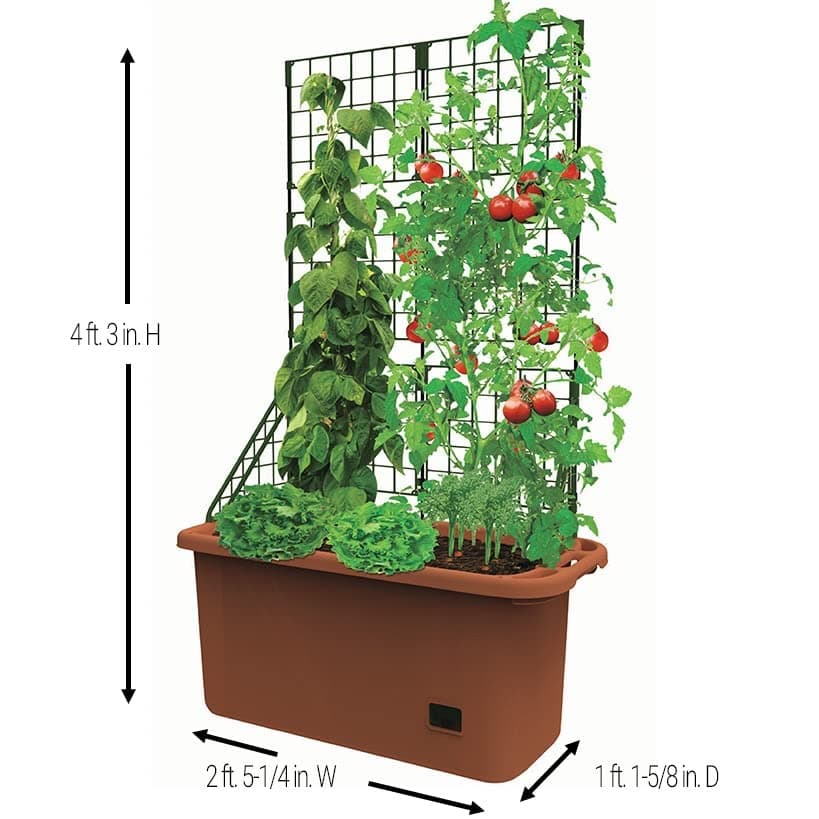 Self Watering Vegetable Planter Box with Trellis on Wheels - Mobile Garden