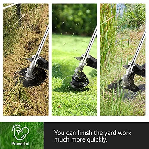 58CC Weed Wacker Brush Cutter, Gas Powered String Trimmer 4-in-1 Gas Weed Eater with 4 Detachable Heads Straight Shaft 2-Cycle for Weed, Brush(Green)