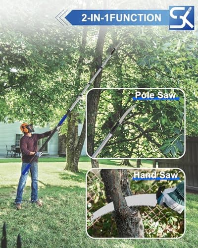 26FT Reach Pole Saws for Tree Trimming, Manual Pruning Pole Saw with 5-20FT Telescoping Extension Pole, Tree Pruner Tree Trimmer with 19" 3X Detachable Saw for Yard Garden Trees Palms Shrubs