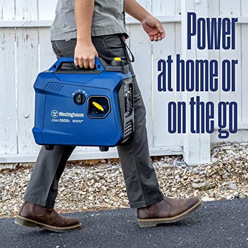Westinghouse 1500 Peak Watt Super Quiet & Lightweight Portable Inverter Generator, Gas Powered, CO Sensor, Parallel Capable, Long Run Time,Blue