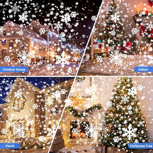 2024 New Christmas Projector Lights Outdoor, Waterproof & Adjustable LED Christmas Snowflake Projector Lights Indoor for Halloween, Christmas, Home Birthday Party and Garden Decoration
