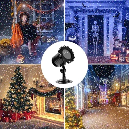 Outdoor RGB Laser Projector Lights, Moving 3 Color Starry Sky & Firefly Effects Projection Light with RF Control, IP65 Outdoor Holiday Landscape Decor for Christmas Halloween Parties Garden New Year
