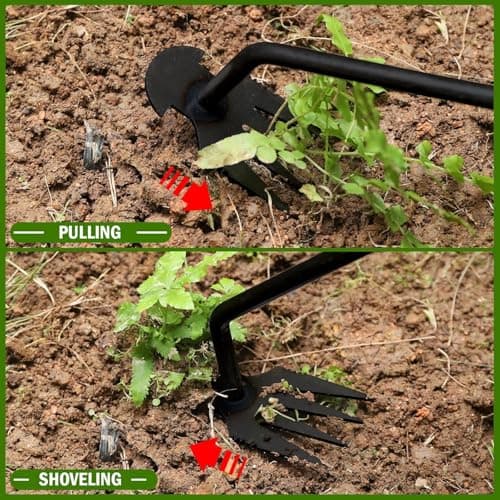 2pack Weed Puller Tool,Garden Weed Tool,Portable Garden Weeder Tool,Uprooting Weeding Tool,4 Teeth Manganese Steel,Forged Hand Weeder for Vegetable Garden Backyard Farm Planting Weeding(Painted Black)