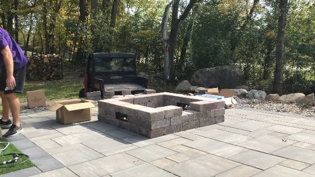 Outdoor GreatRoom Co Propane Fire Pit Kit - 51 Inch Square Bronson DIY Bonfire Gas Fire Pits for Outside Patio - Includes 64 Stone Paver Blocks, 42" Firepit Burner, Tumbled Lava Rock, 105,000 BTU