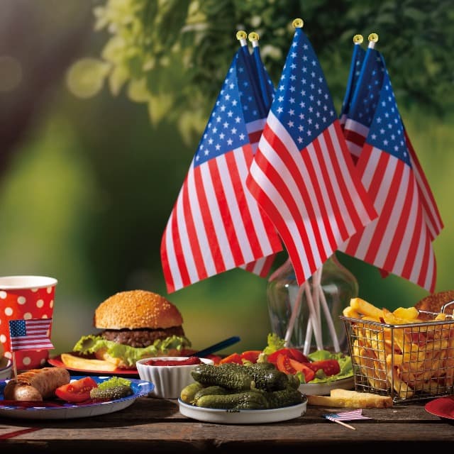 OHOME 4th of July Decorations - 12 Pack Small Mini American USA Flags on Stick Fourth of July Decorations - Red White and Blue Fourth of July Accessories Patriotic Party Favors Supplies Outdoor Indoor