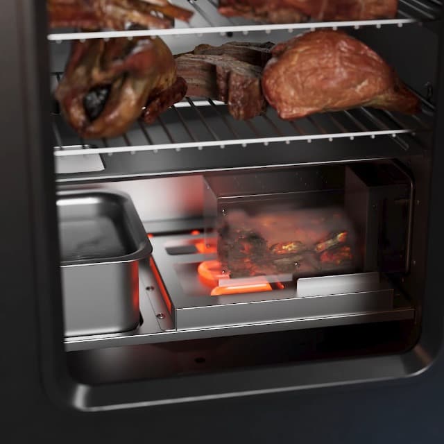 EAST OAK 30" Electric Smoker, Outdoor Smoker with Glass Door & Meat Thermometer, 725 Sq Inch Large Capacity, 4 Detachable Racks for Backyard BBQ, Party, Outdoor Cooking Night Blue