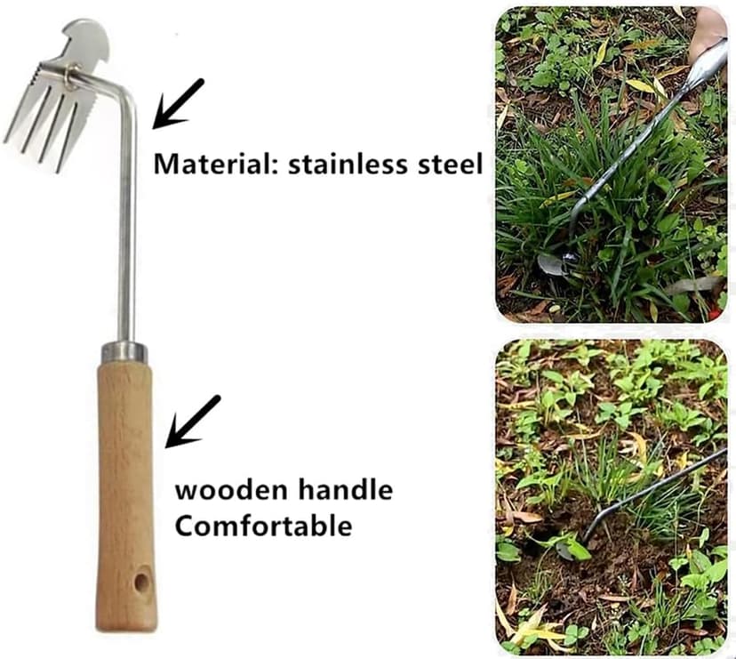 SENOY Gardening Hand Weeder Tools, 2024 Upgrade Weed Removal Tool Weeding Artifact Uprooting Weeding Tool 4 Teethes Dual Purpose Manual Multifunctional Weeders Tool for Garden Weeding Tools