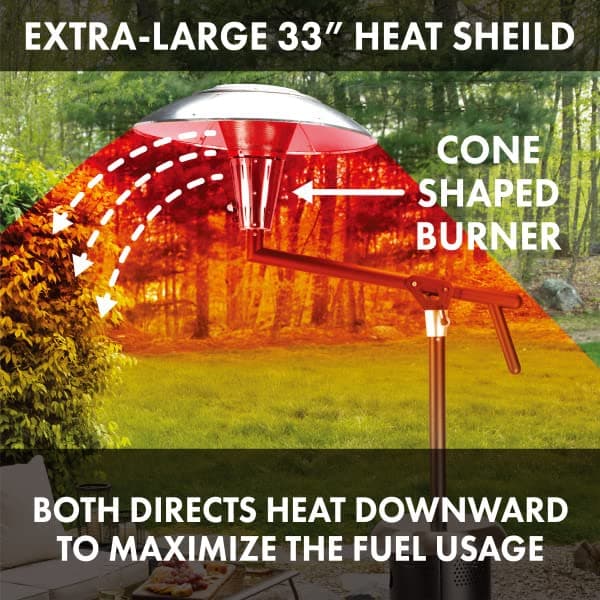 Cuisinart COH-400 Perfect Position Overhead Propane Patio Heater, Extra Large 33" Heat Shield