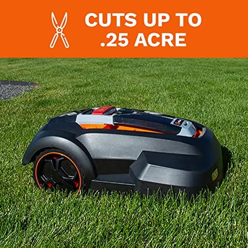 Robot Lawn Mower, Updated 2024 Programming, Self Installation Kit Included, Mows Up to 1/4 Acre, 50% Slope, Low Noise (65dBA) and Rain Sensor