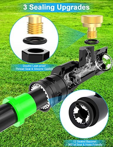 Misters for Outside Patio 63FT(19.2M)+21 Brass Mist Nozzles+a Brass Adapter(3/4") Detachable outdoor misting cooling system for Garden, waterpark, Greenhouse, Backyard, Fan, Umbrella, Deck, Canopy