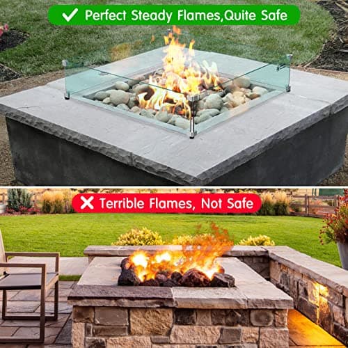 Skyflame Fire Pit Glass Wind Guard Square, 30" x 30" x 6" Tempered Glass Flame Shields, Fire-Resistant Windscreen Set, Fits for 24-inch fire Pit Burner pan