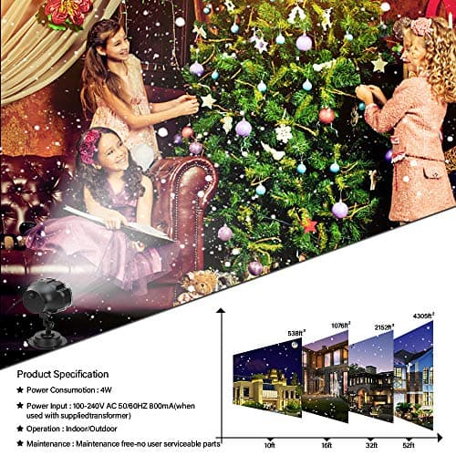 Christmas Snowfall Light Projector Outdoor,Snow Falling Projector Lamp Dynamic Snow Effect Christmas Dot Decorations Lighting for Xmas House.Garden Yard, Party,Club, Landscape