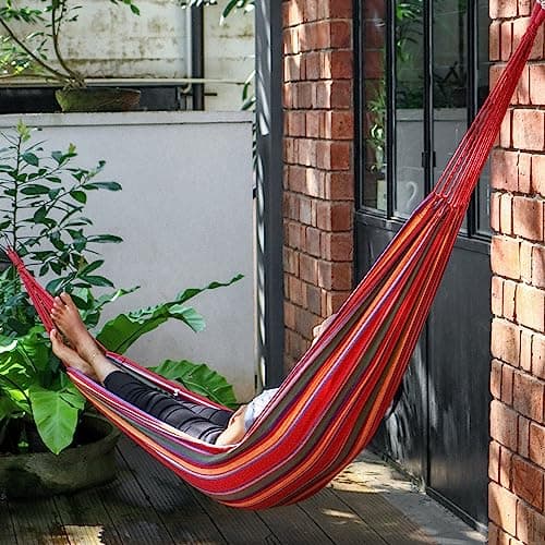 SZHLUX Double Hammock,Cotton Hammock Portable Hammock with Carry Bag,Perfect Camping Outdoor/Indoor Patio Backyard