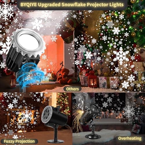 Christmas Snowflake Projector Lights, Indoor Outdoor Snowfall Projection High Definition LED Lighting Lamp, Waterproof Snow Fall Light Show for Holiday/Party/Garden/Yard/Patio/Landscape (9W)