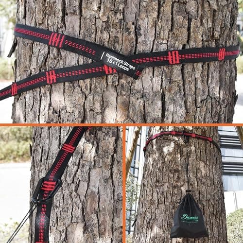 Hammock Tree Straps, Portable 10 FT Long 16+1Loops Adjustable Suspension Straps, 100% No Stretch&Lightweight, 1400 LBS Combined Hammock Accessories, Fits All Hammocks